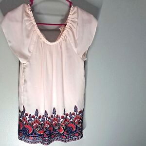 LOFT Pink Blouse with Colorful Paisley Design Size Small